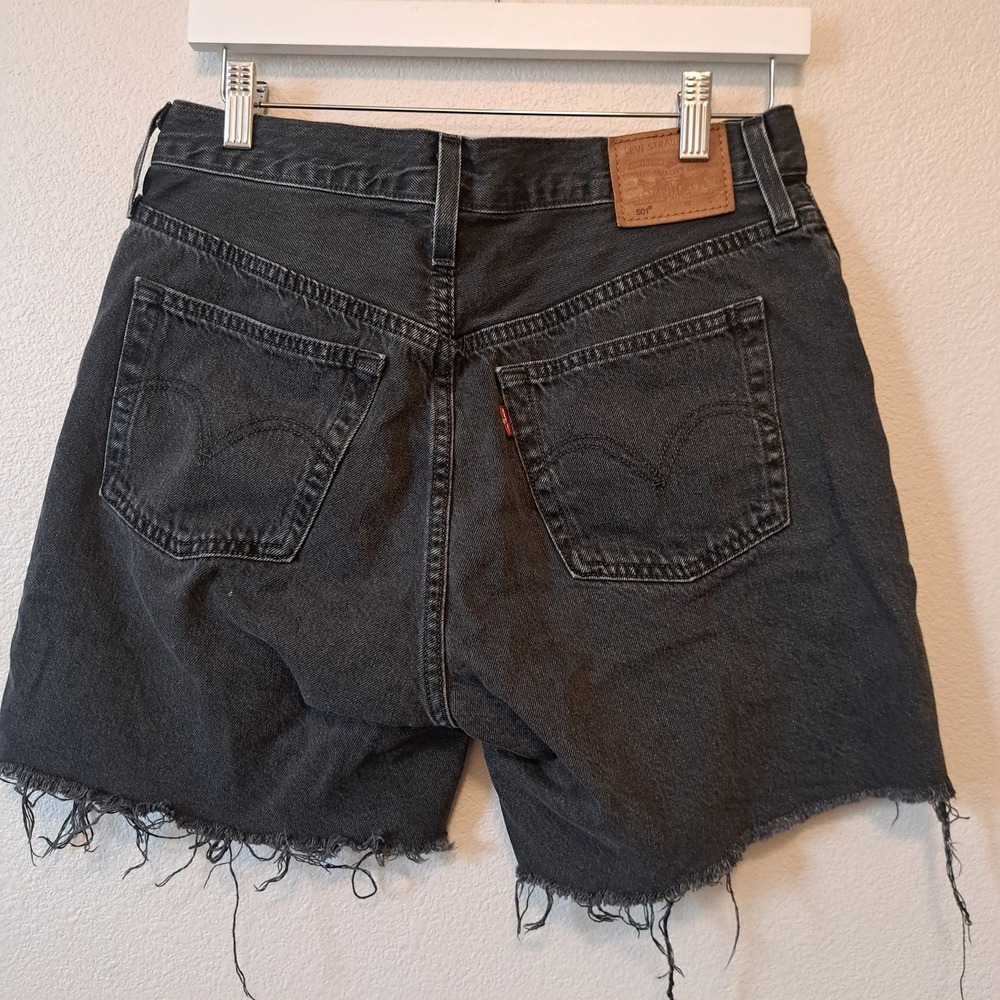 Levis Premium 501 Original Shorts Black Denim Cut Off Frayed Hem W29 85833-0016